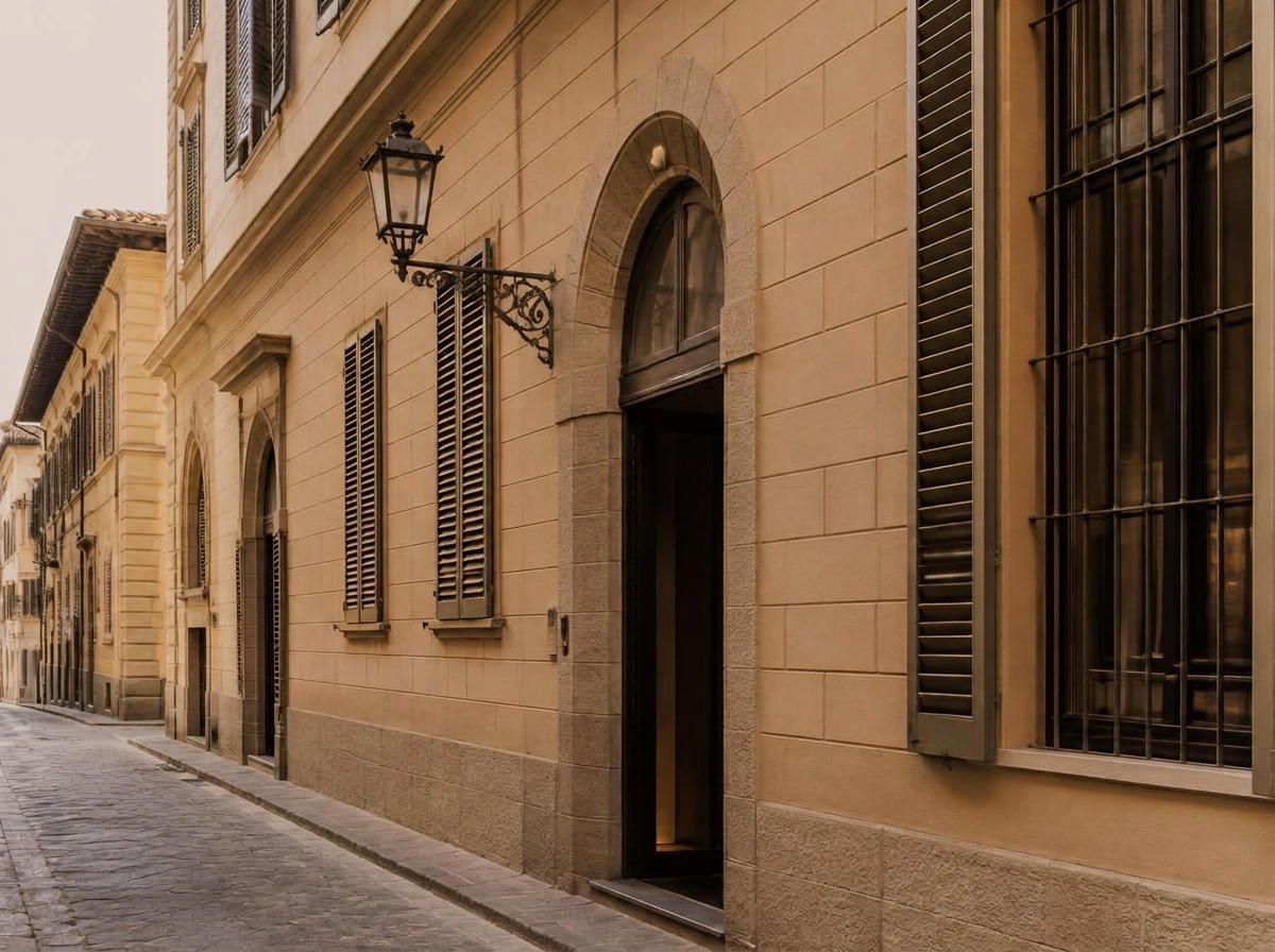 A quiet Florentine street evoking the Marchetti & Vale atelier